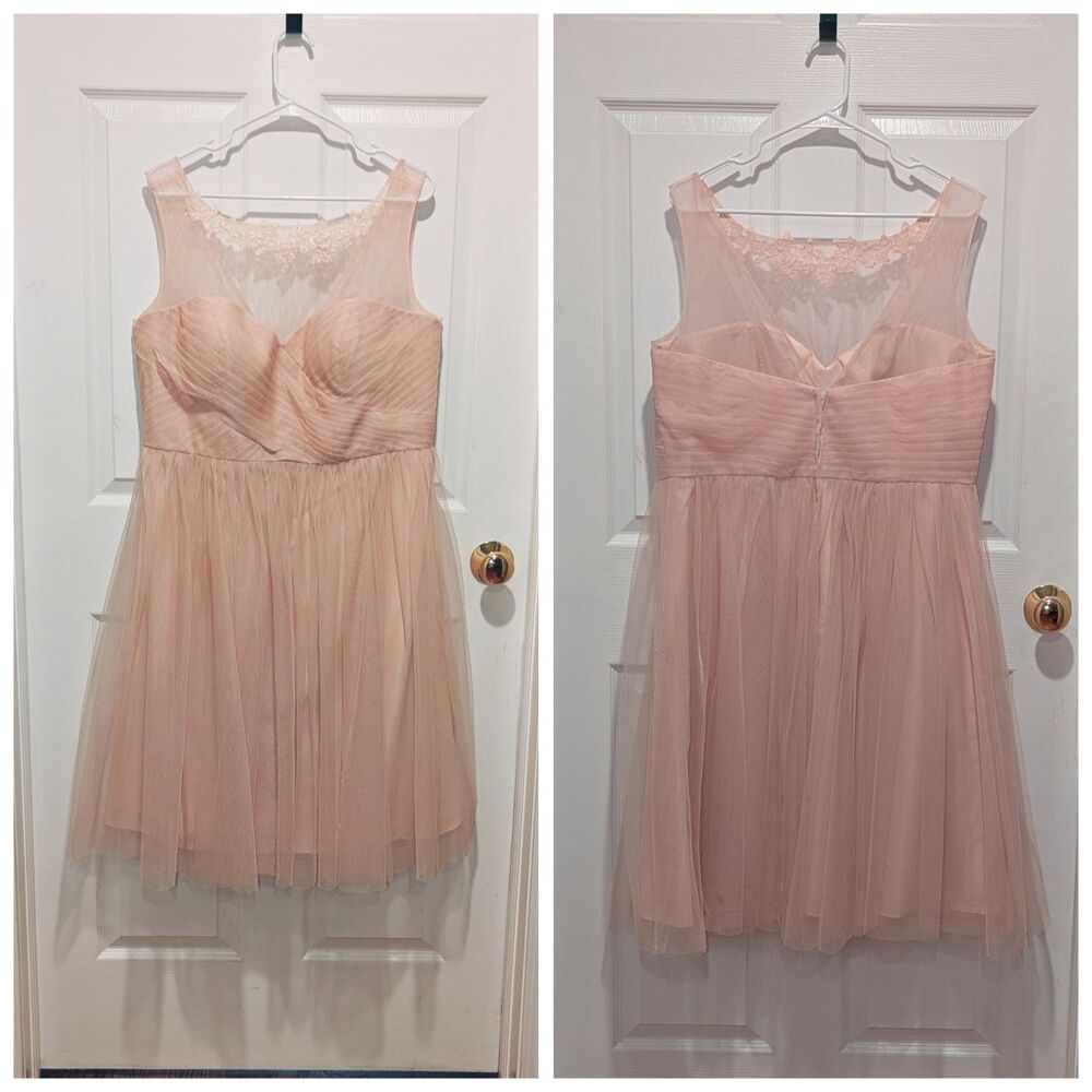 Jenny Yoo Blush Tulle Bridesmaid Dress Size 18 Romantic Fairycore Formal Mini